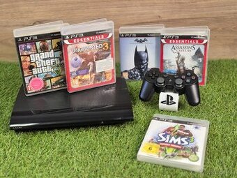 Playstation 3 Super Slim 500GB, 1 ovládač, GTA 5 + 4 hry