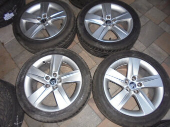 Alu disky Škoda 5x100, pneu 215/45 R16 č.12d