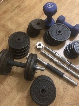 Činky- 4 nakladacie jednoručky + bonus