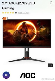 LCD Monitor AOC 27” 165Hz 1440p IPS
