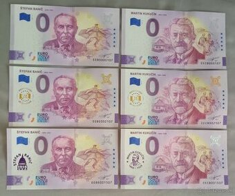 0 euro bankovky Šestice Štefan Banič + Martin Kukučín 2025