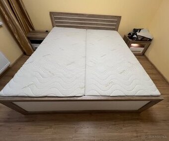 Krásna manželská posteľ DREANO - dub canyon/biela,