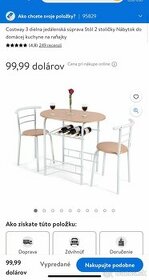 3dielna jedálenska súprava stôl, 2 stoličky