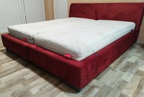 bordova manzelska postel Fines s matracmi, 180x200x50 cm