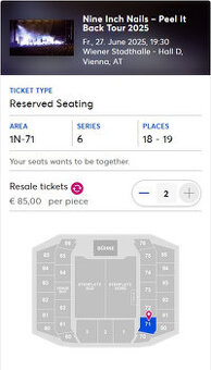 2 lístky - Nine Inch Nails & Boys Noize - 27.06.2025, Viedeň