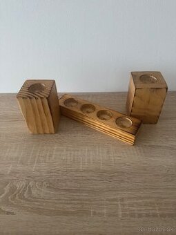 Drevené svietniky / stojany na čajové sviečky – sada