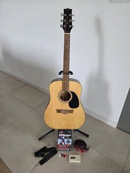 Akusticka gitara + stojan + prislusenstvo