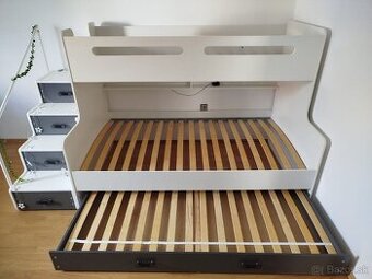 Poschodová posteľ MAX 3 aj s dodatočnou prístelkou v šuflíku