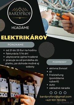 PONUKA PRÁCE- ELEKTRIKÁRI