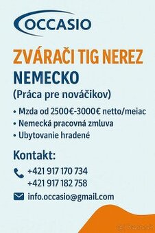 Zvárači WIG nerez - Začiatočníci do Nemecka