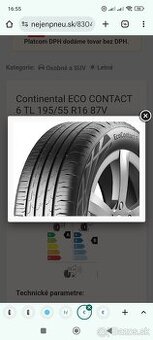 Continental Eco Contact 6 195/55 r16 nove
