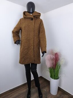 Dámsky kabát hnedý s kapucňou - 1