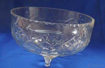 Starožitná misa na cukrovinky sklo biele brúsené - 1