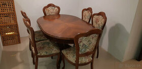 Starožitný jedálenský stôl, stoličky - 1
