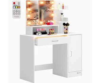 Toaletný stolík Jocelyn s LED osvetlením 140x90x40 cm