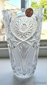 Krištáľová brúsená váza, výška 26 cm