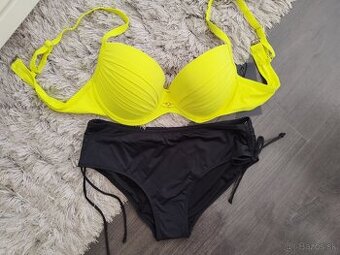 Dvojdielne plavky pre plnoštíhle. 40/L,46/3XL neón žltá