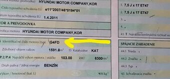 predám motor G4FD KIA 1.6 GDI 2013 MOTOR G4FD  Nissan Qashqa