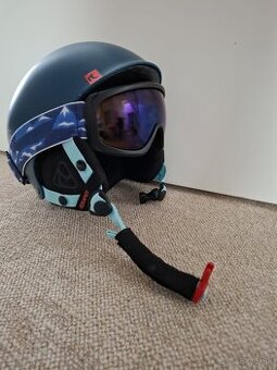 Ĺyžiarska prilba s okuliarmi - junior