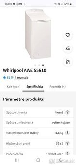 Z hora plnená práčka na predaj