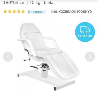 Masáže stôl biely Na kolieskach + nastaviteľná výška stola.