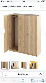 Skriňa 3-dverová, dub sonoma 2ks, nová