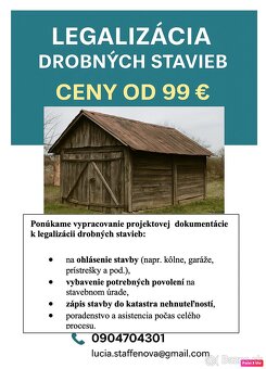🏡 Legalizácia drobných stavieb – od 99 €