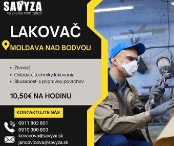Lakovač 10,50€ na hodinu