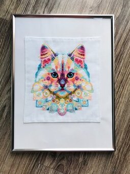 Výšivka/ obraz Sibírska mačka