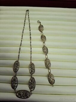 Strieborná sada šperkov - náhrdelník a náramok