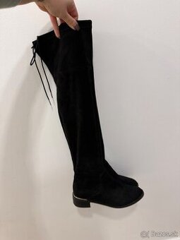 Vysoké čierne semišové mušketierky - 39 - Baťa