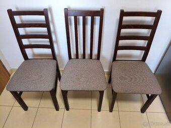 Jedálenské stoličky - orech/hnedá 3ks