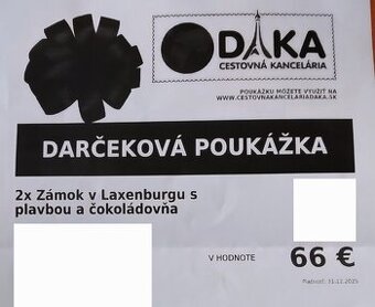 Zájazd - darčeková poukážka v hodnote 66eur