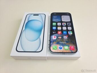 APPLE IPHONE 15 128FB,BLUE ,BATERKA 100%.ZÁRUKA