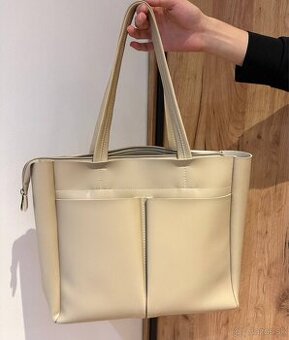 Elegantná béžová dámska kabelka / shopper