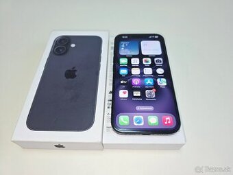 APPLE IPHONE 16 128GB BLACK,BATERKA 100%,ZÁRUKA