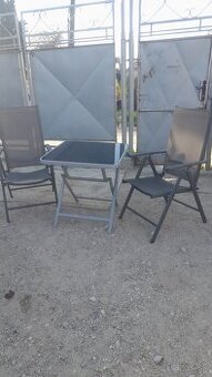 Hliníkové záhradné sedenie-2xstoličky, 1x stôl