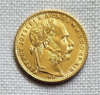 Zlatý uhorský 8 zlatník FJI 1888 kb, veľmi pekný