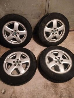 4ks alu disky orig Škoda 5x100 r15 + pneu 195/65 5mm
