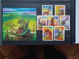 Poštové známky č.547 - Tanzánia - praveká fauna komplet