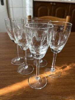 Retro brúsené poháre na likér – sada 6 kusov