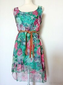 Letné kvetované šaty (zelené) - 1
