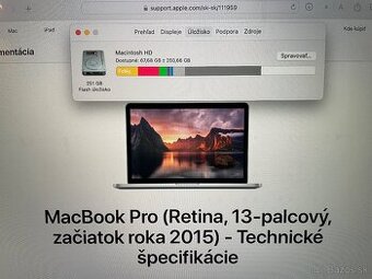 APPLE MacBook PRO 13" 2015 Retina 8GB-256GB