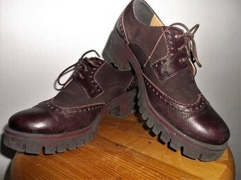Vintage folk topánky z pravej kože v. 38