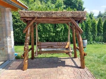 Drevená hojdačka. Dubová hojdačka. Záhradný nábytok.