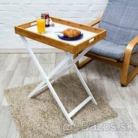 Servírovací stolík, prírodná/biela Relaxdays