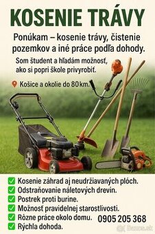 Ponúkam kosenie a zahradne práce