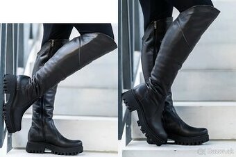 Kožené čižmy nad koleno Versabe - 1