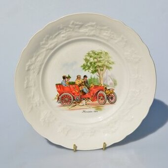 5 ks Veľké porcelánové taniere - veterány, oldsmobily - 1