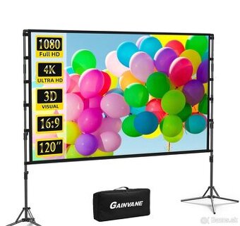 Predám projekčné plátno s držiakom – 120″ (16:9) GAINVANE